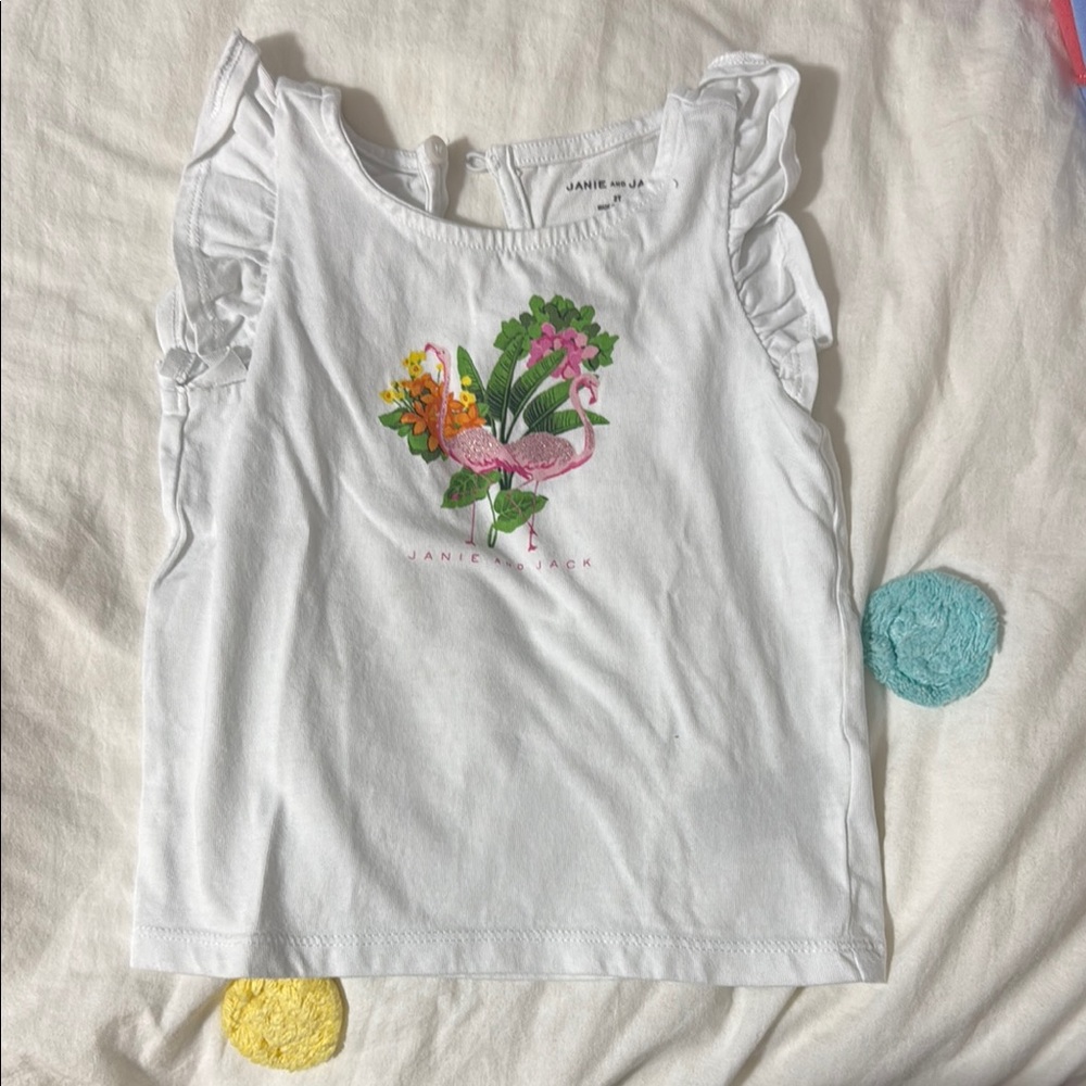 Janie and Jack White Kids' Top with Floral Design 2T